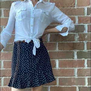 Madewell star-print ruffled hem black mini skirt